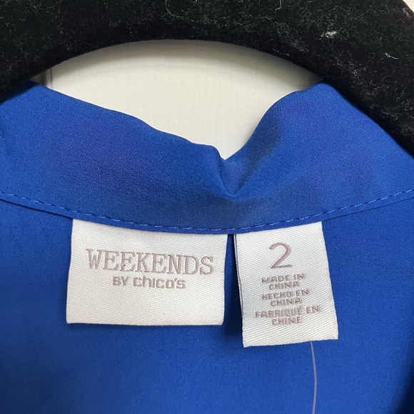 Weekends By Chico's Women's Vest Blue Mesh Zip Size Large Chicos 2‎ Sparkle - Picture 2 of 10